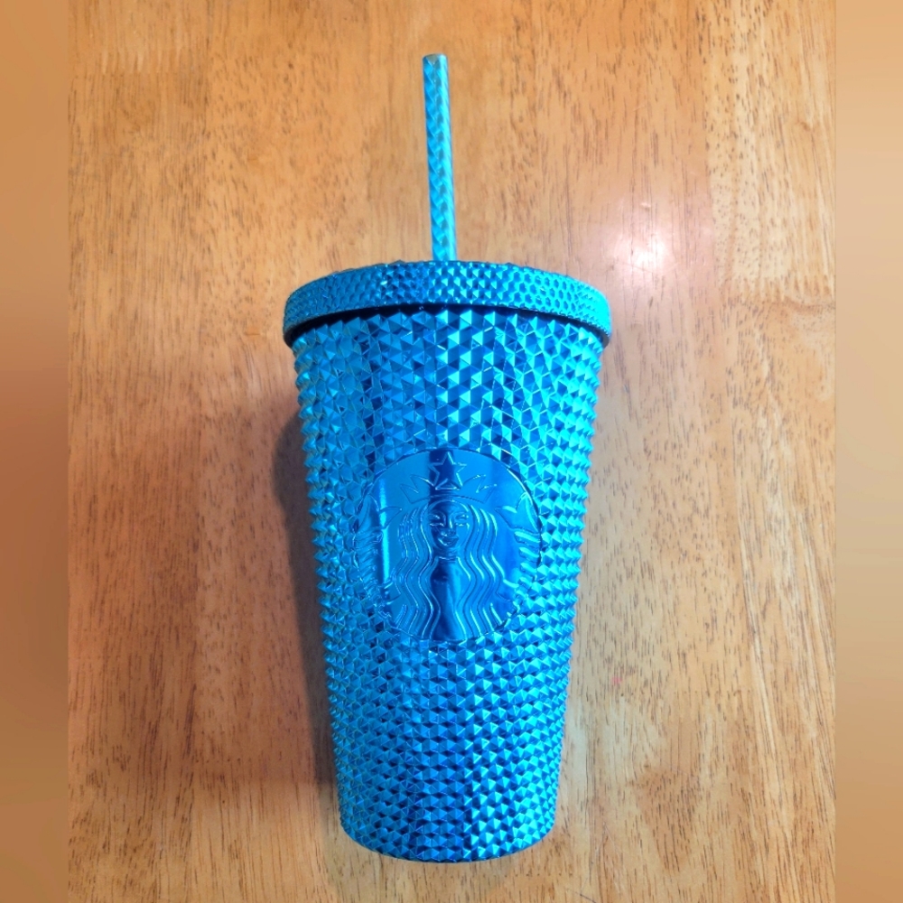 NWT Starbucks blue chrome studded grande tumbler RARE